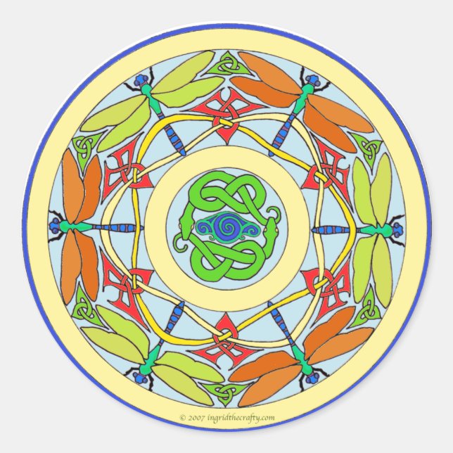 dragonfly circle classic round sticker (Front)
