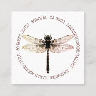 Dragonfly Circle Type Garden Design Square Business Card