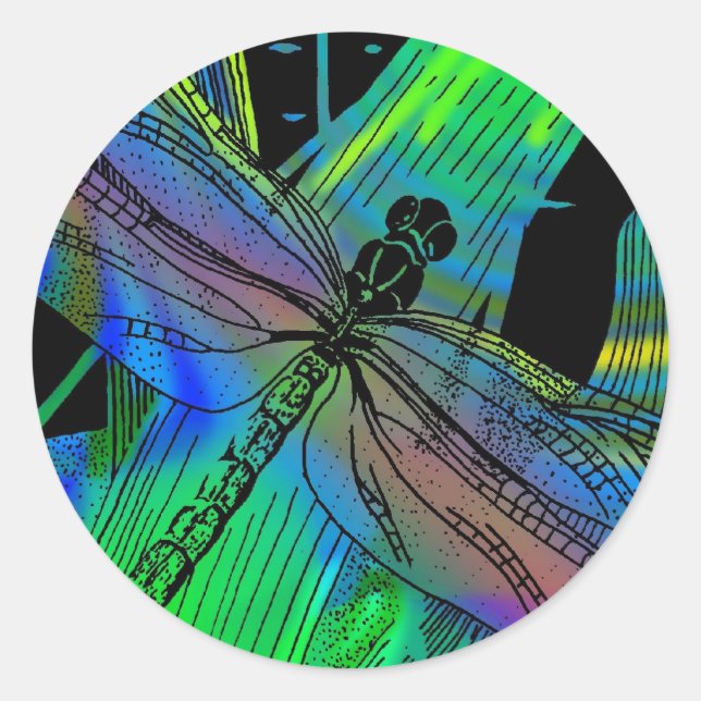 Dragonfly Classic Round Sticker (Front)