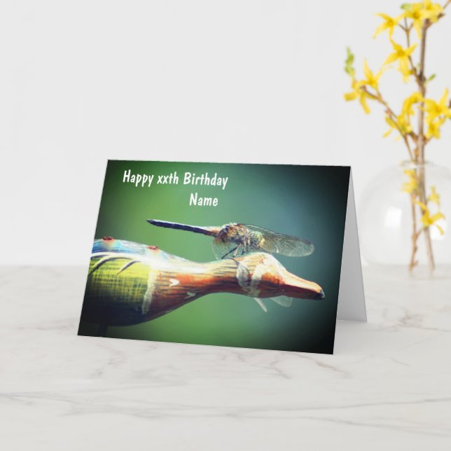 Dragonfly Co Pilot Nature Personalized Birthday  Card (Yellow Flower)