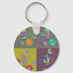 Dragonfly Collage Keychain