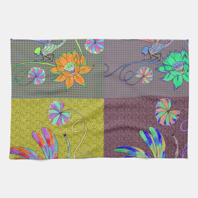 Dragonfly Collage Kitchen Towel (Horizontal)