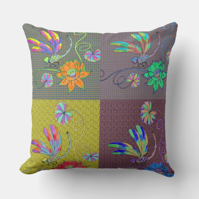 Dragonfly Collage Pillow (Front)