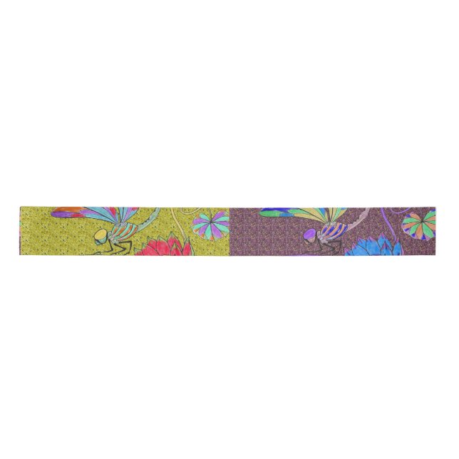 Dragonfly Collage Ribbon Satin Ribbon (Front)