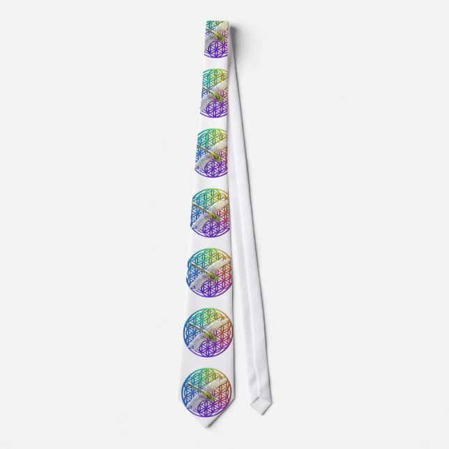 Dragonfly | colourful flower of life | chakra      tie (Front)