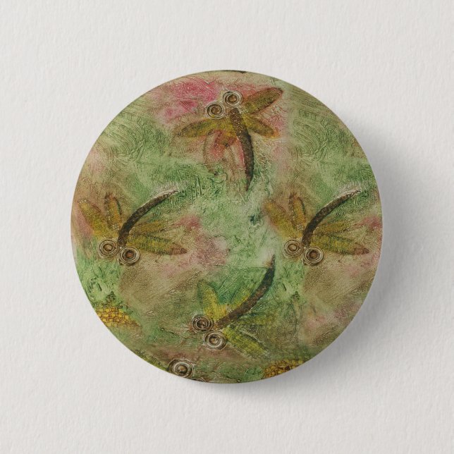 Dragonfly Cotton Candy 2 Inch Round Button (Front)