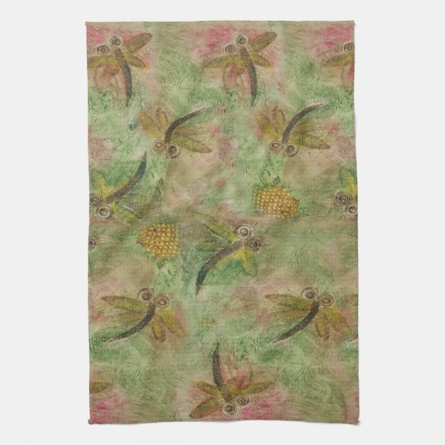 Dragonfly Cotton Candy Kitchen Towel (Vertical)