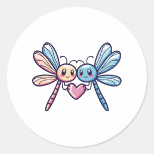 Dragonfly couple in love animal Valentine's Day Classic Round Sticker