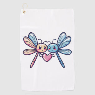 Dragonfly couple in love animal Valentine's Day Golf Towel