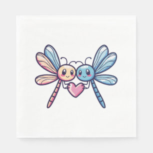 Dragonfly couple in love animal Valentine's Day  Napkin