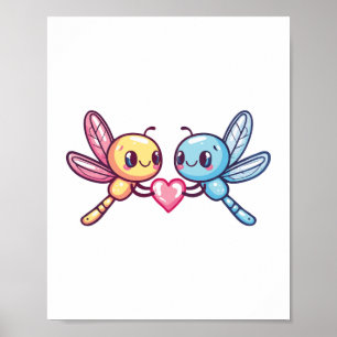 Dragonfly couple love couple in love poster