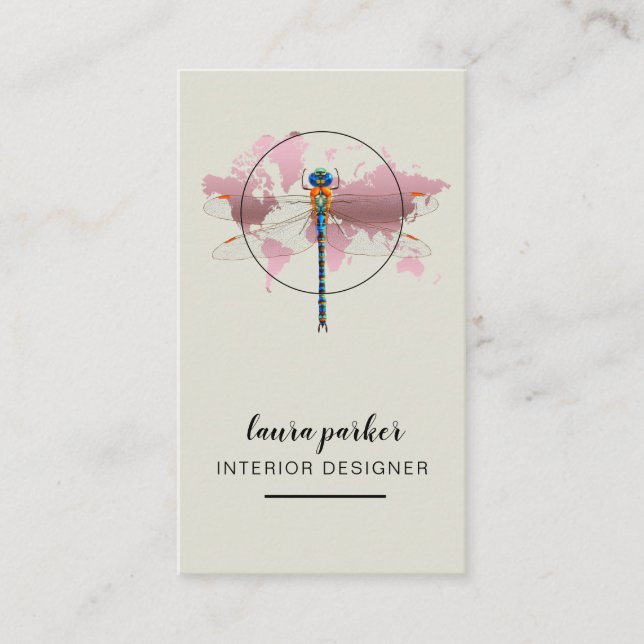 Dragonfly Creative Designer Nature Carte du monde (Devant)