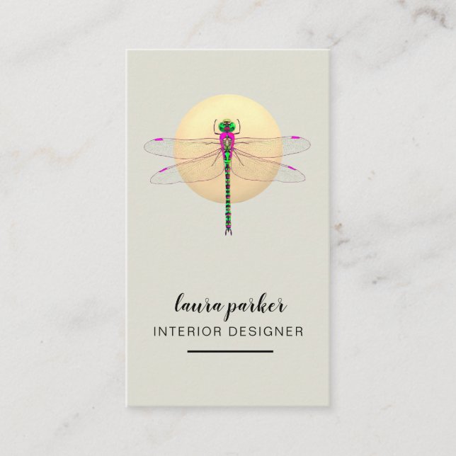 Dragonfly Creative Designer Nature Green Business Card (Front)