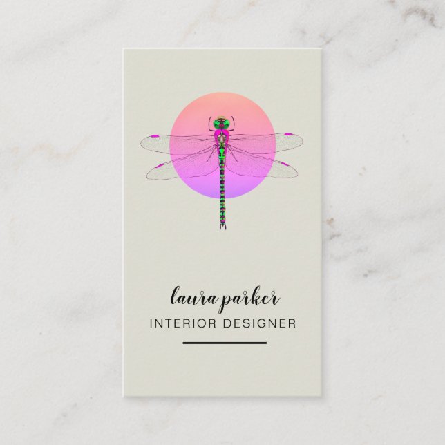 Dragonfly Creative Designer Nature Pink Business Card (Front)