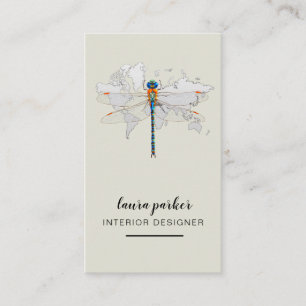 Dragonfly Creative Designer Nature World Map Business Card