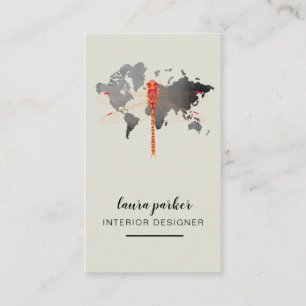 Dragonfly Creative Designer Nature World Map Business Card