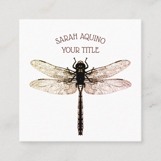 Dragonfly Curved Type Garden Design Square Business Card (Front)
