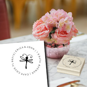 Dragonfly custom return address rubber stamp