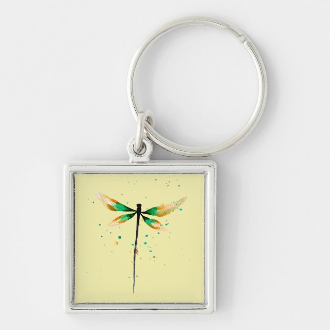Dragonfly cute watercolor illustration keychain (Front)