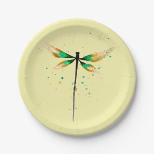 Dragonfly cute watercolor illustration paper plate