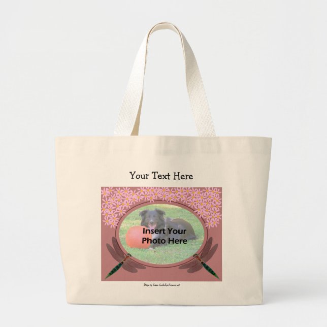 Dragonfly Daisies Add Your Photo Template Tote Bag (Front)