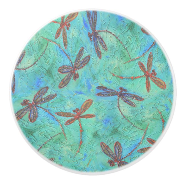 Dragonfly Dance Ceramic Knob (Front)