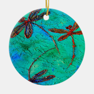 Dragonfly Dance Ceramic Ornament