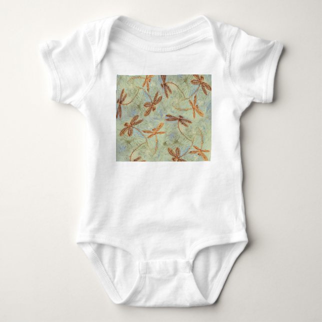 Dragonfly Dance Gold Baby Bodysuit (Front)