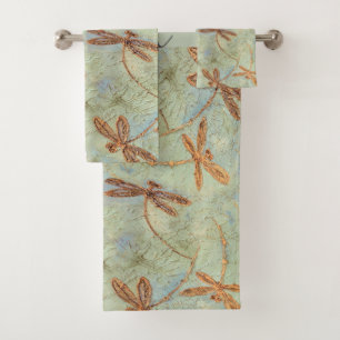 Dragonfly Dance Gold Bath Towel Set