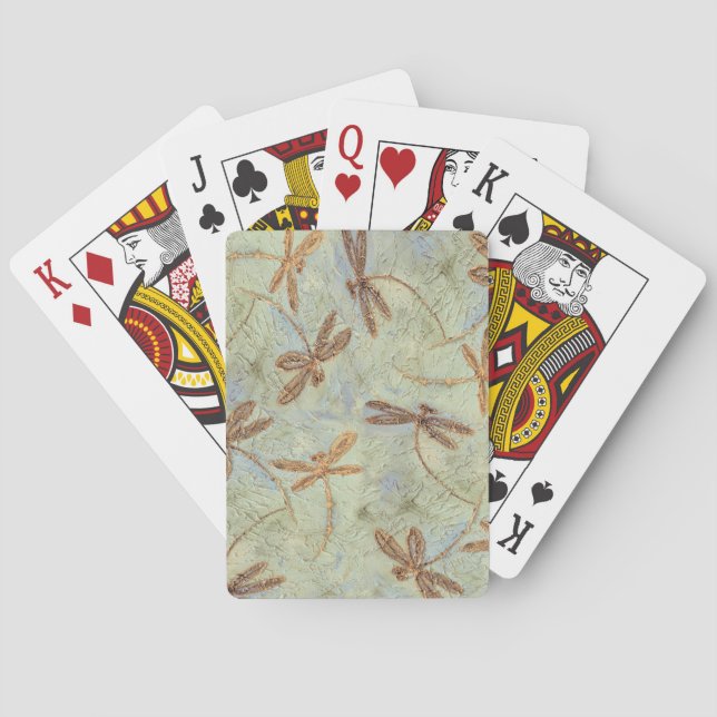 Dragonfly Dance Gold Playing Cards (Back)