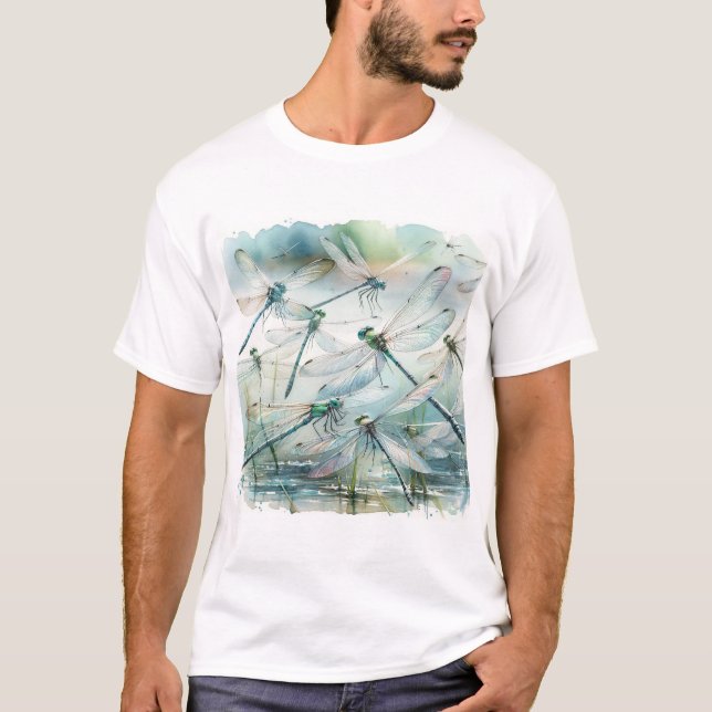 Dragonfly Dance REF181 - Watercolor T-Shirt (Front)