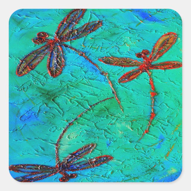 Dragonfly Dance Square Sticker (Front)