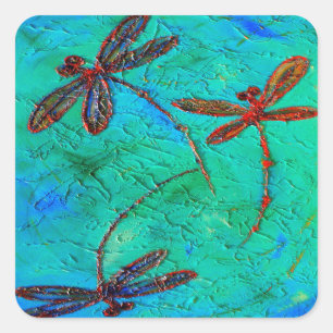 Dragonfly Dance Square Sticker