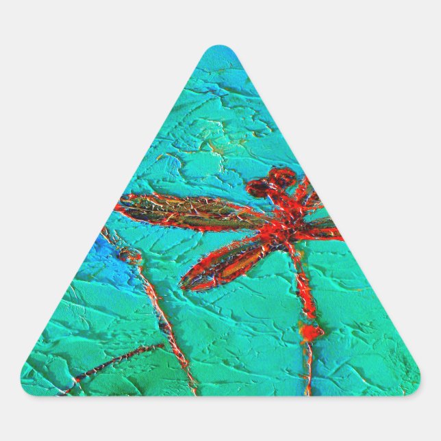 Dragonfly Dance Triangle Sticker (Front)