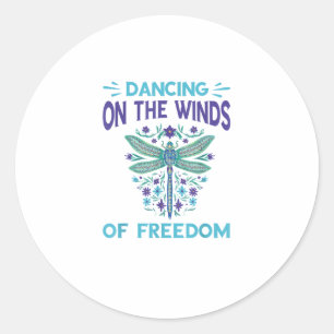 Dragonfly Dancing On The Winds Dragonfly Lovers Dr Classic Round Sticker
