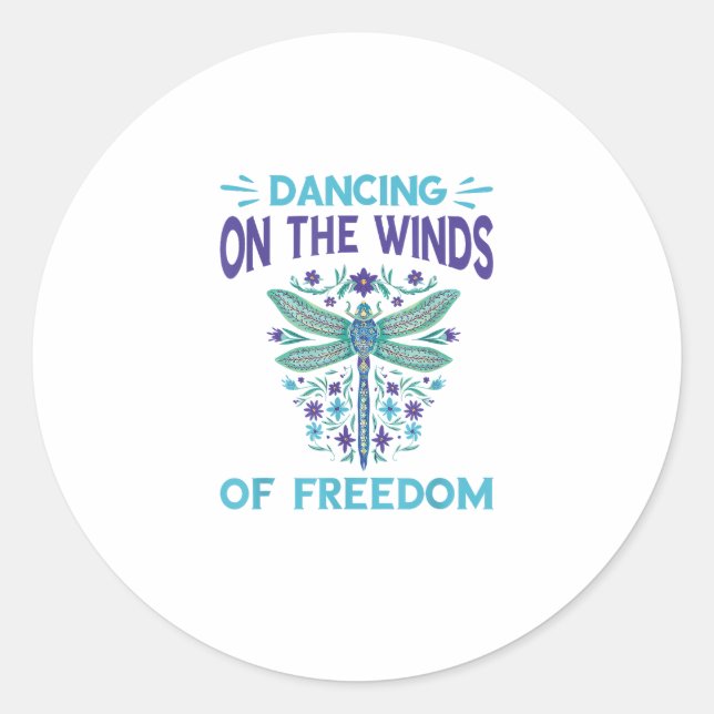 Dragonfly Dancing On The Winds Dragonfly Lovers Dr Classic Round Sticker (Front)