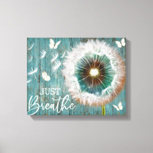 Dragonfly Dandelion Just Breathe Canvas Framed