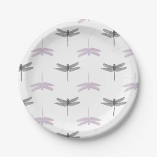 Dragonfly Daylight White Paper Plate
