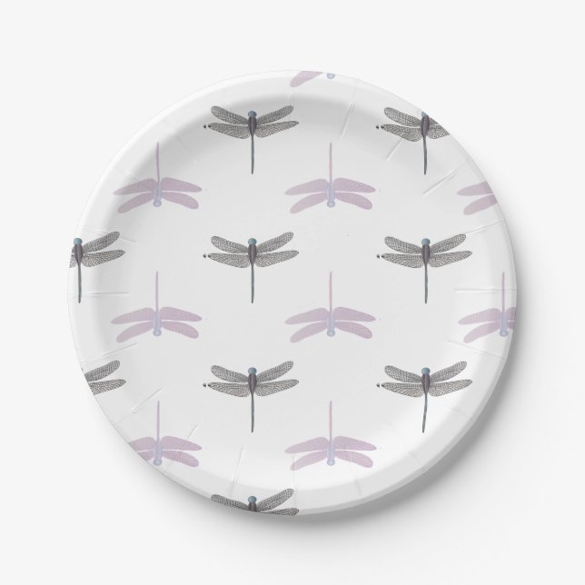 Dragonfly Daylight White Paper Plate (Front)