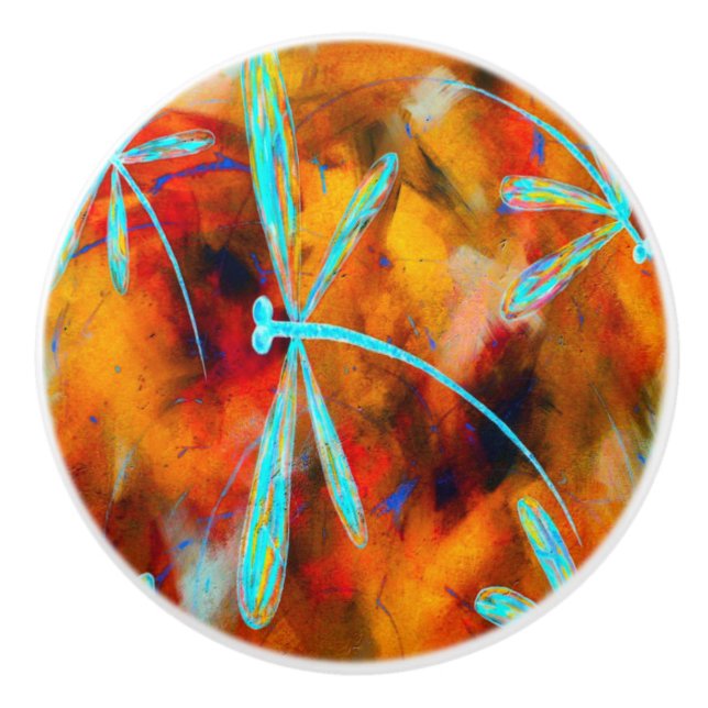 Dragonfly Desert Flit Ceramic Knob (Front)