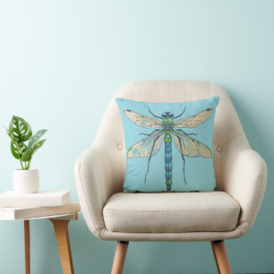 Dragonfly design insect art entomology I love bugs Throw Pillow