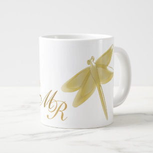 Dragonfly Design Monogram Large Coffee Mug