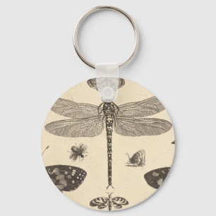 Dragonfly ( detail ) Vintage Art Keychain