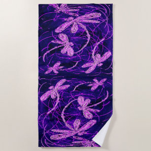 Dragonfly Disco Beach Towel