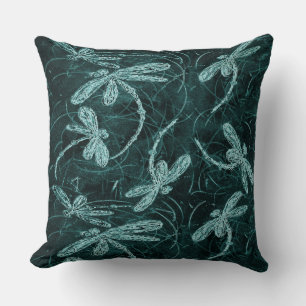 Dragonfly Disco Midnight Blue Throw Pillow