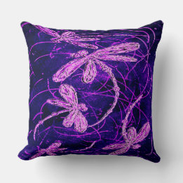 Dragonfly Disco Throw Pillow