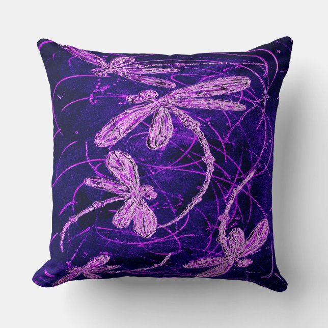 Dragonfly Disco Throw Pillow (Front)