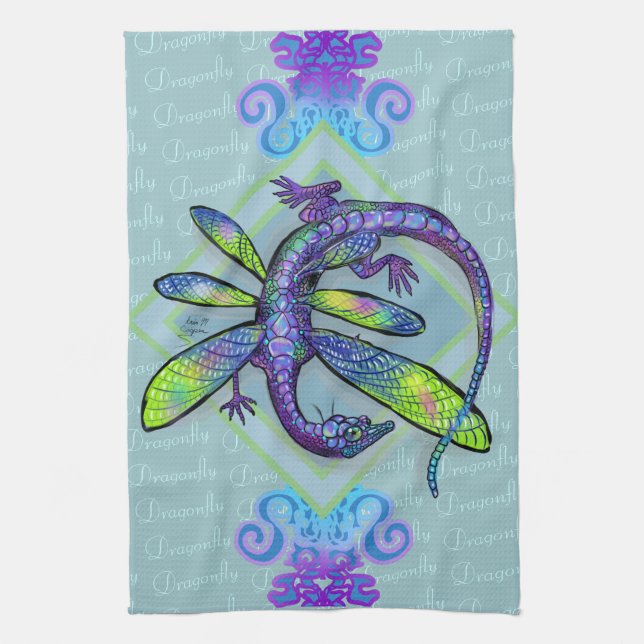 Dragonfly Dragon Kitchen Towel (Vertical)