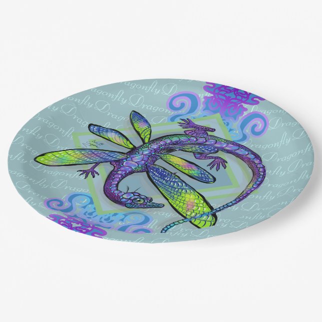 Dragonfly Dragon Paper Plate (Angled)