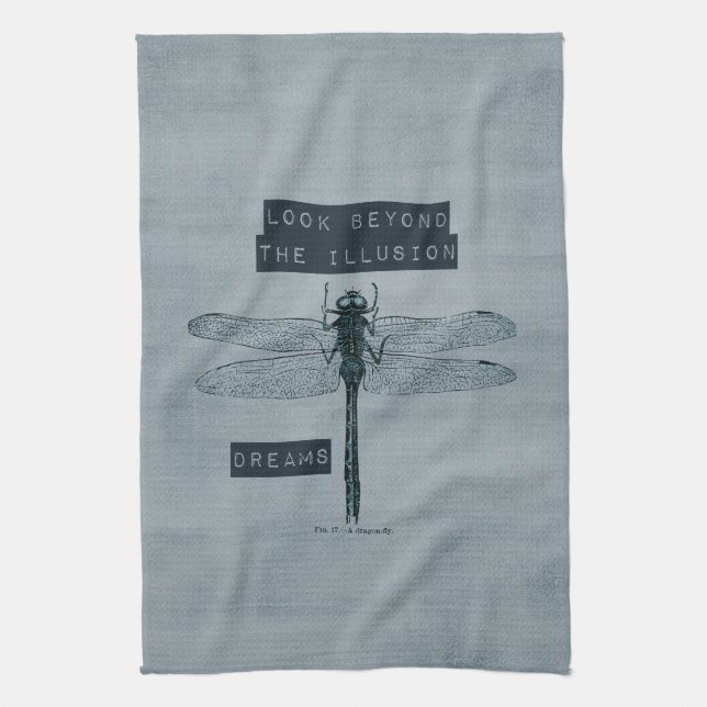 Dragonfly Dream Illusion Kitchen Towel (Vertical)